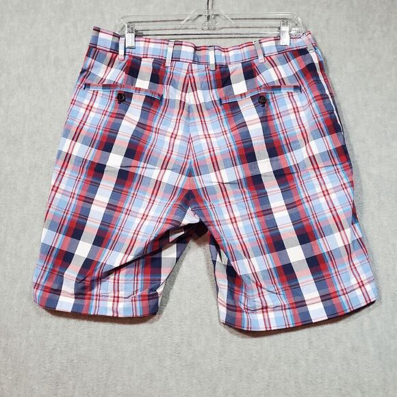 Brooks Brothers Shorts Mens W34 Blue Plaid Chino Regular Fit Flat Front Outdoor - Picture 7 of 8